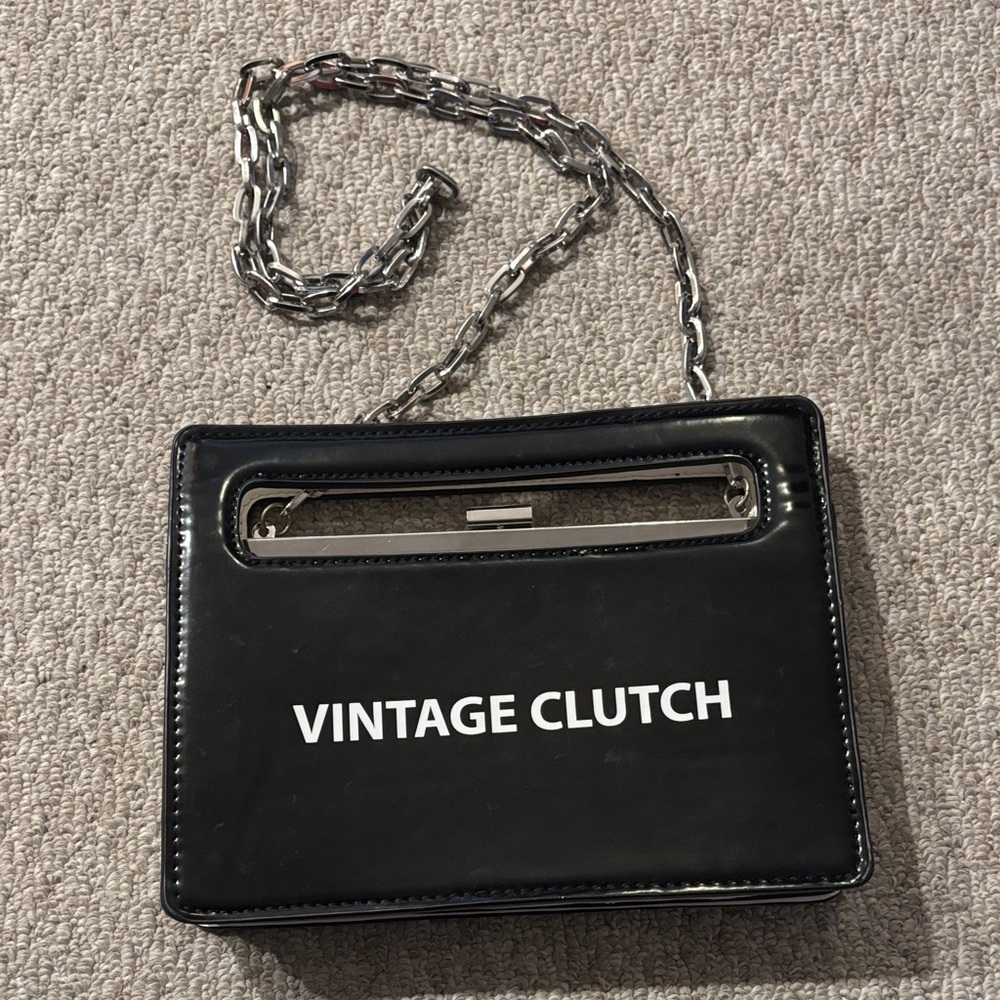 Zara Black Vintage Clutch with Chain